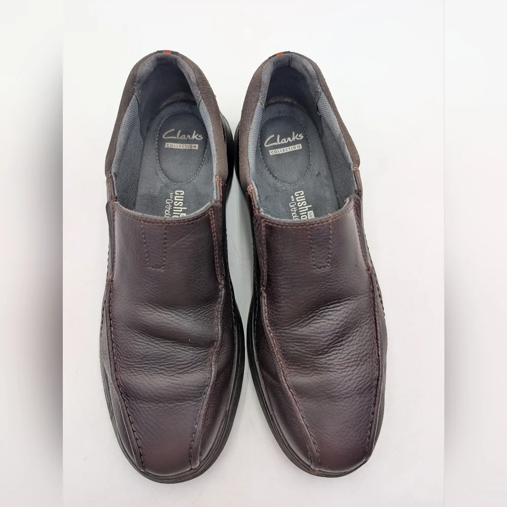 Clarks Cotrell Step Slip-On Men's Sz 11.5M Brown Oily Leather Loafers Ortholite®